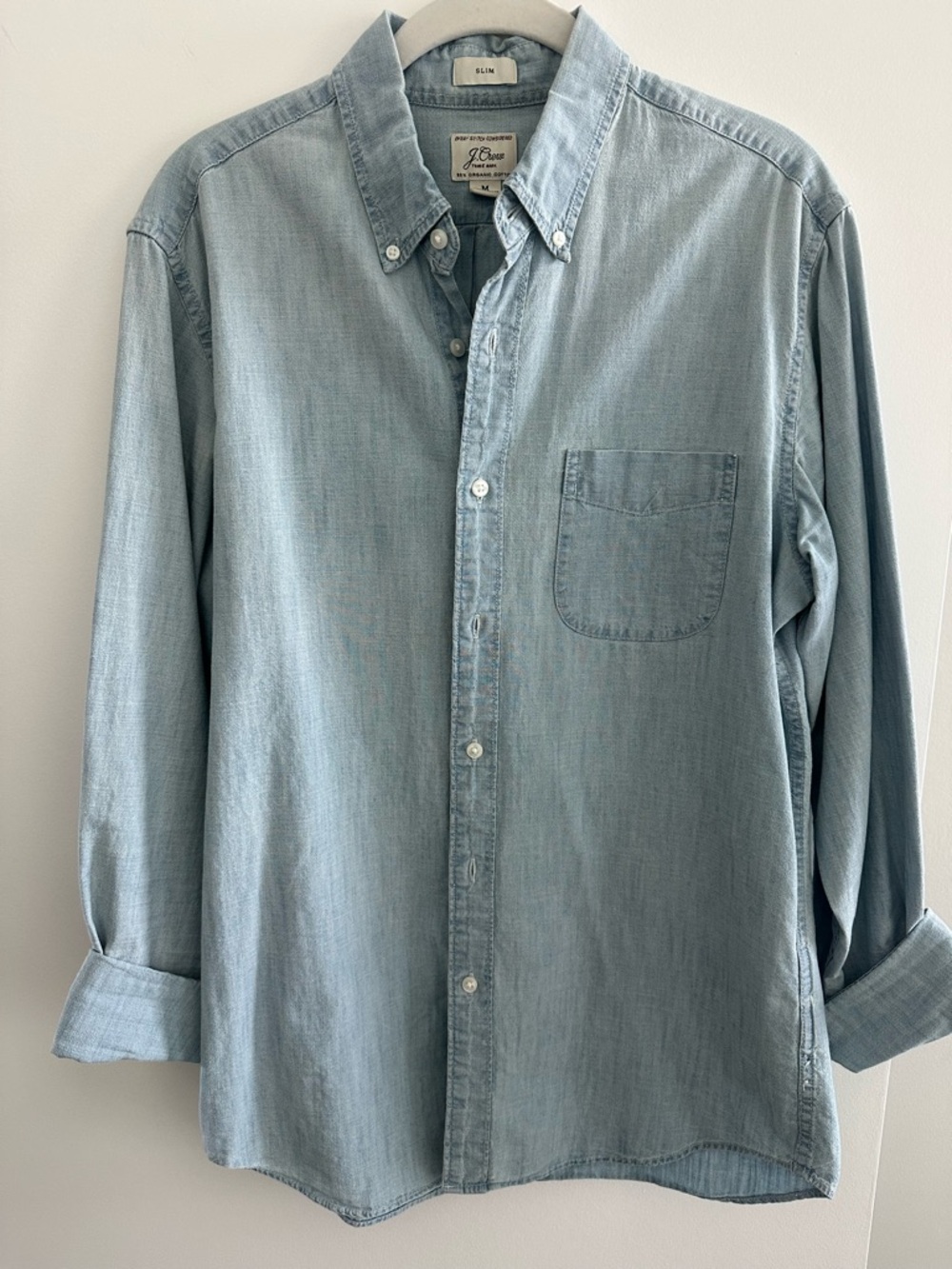 J Crew Light Blue Denim Button-Down Shirt